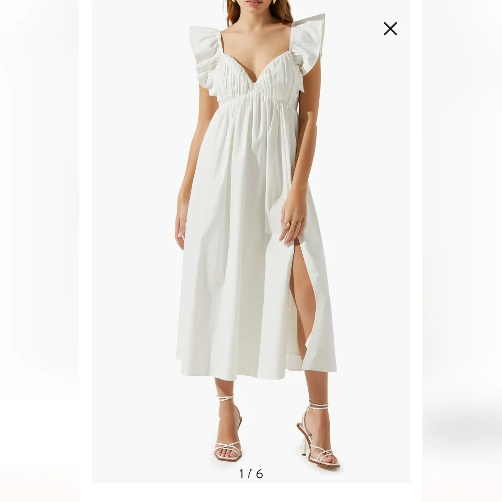 Astr White Ruffle-Shoulder Midi Dress - Picture 1 of 3